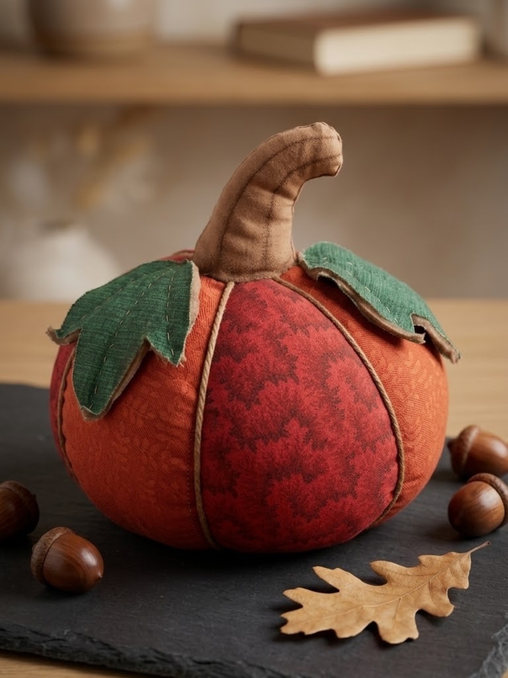 Handmade Patchwork Fabric Pumpkin — Rustic Autumn & Fall Home Decor